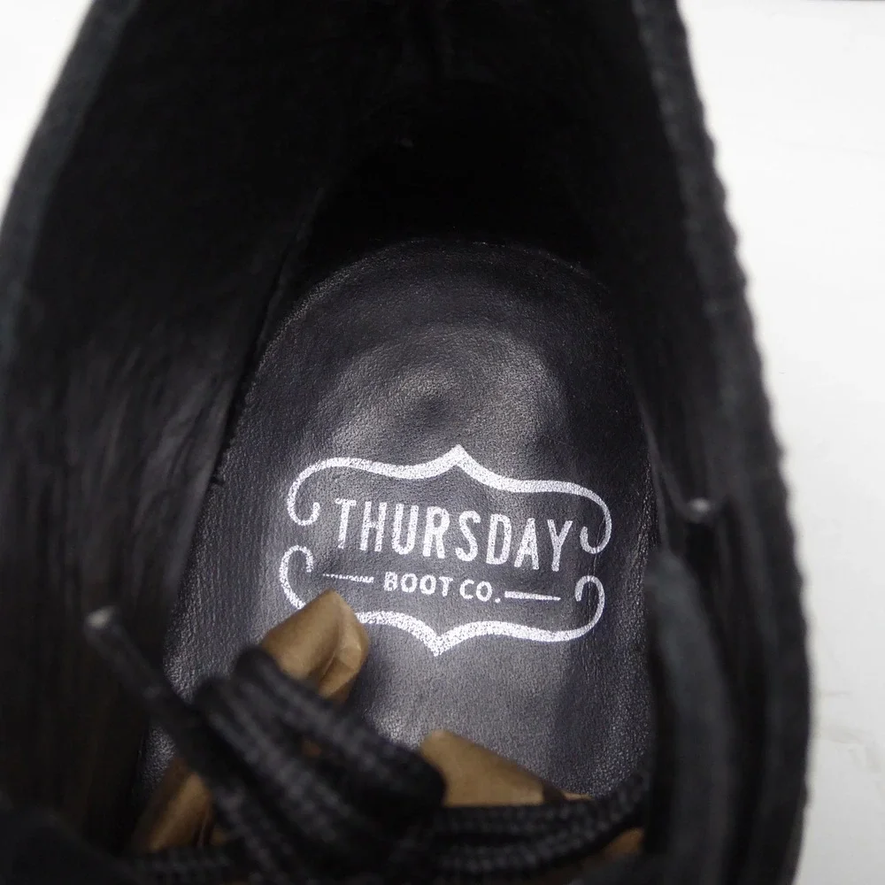 Thursday Boot Co Mens Captain Lace Up Boots Black Matte Leather 12